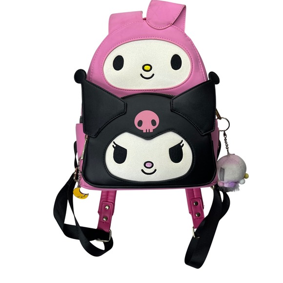 Loungefly Sanrio Mini Backpack My Melody Kuromi Pink Black Faux Leather Bag